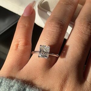 3ct Radiant cut Moissanite VVS1 promise ring